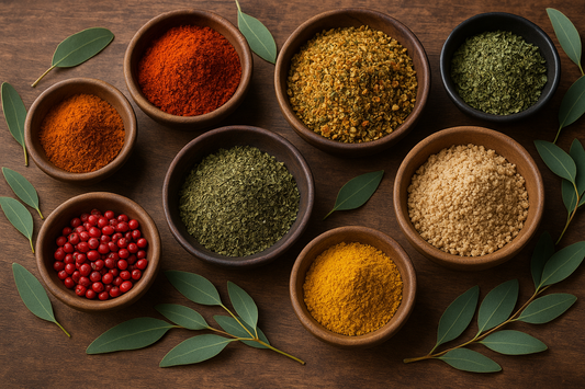 A variety of Australian spices displayed for sale online.