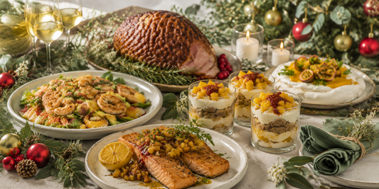 Festive spread of Christmas recipes with lemon myrtle