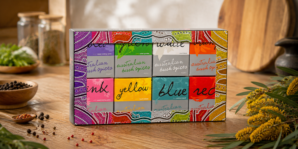 A selection of Australian food gifts and spice mixes.