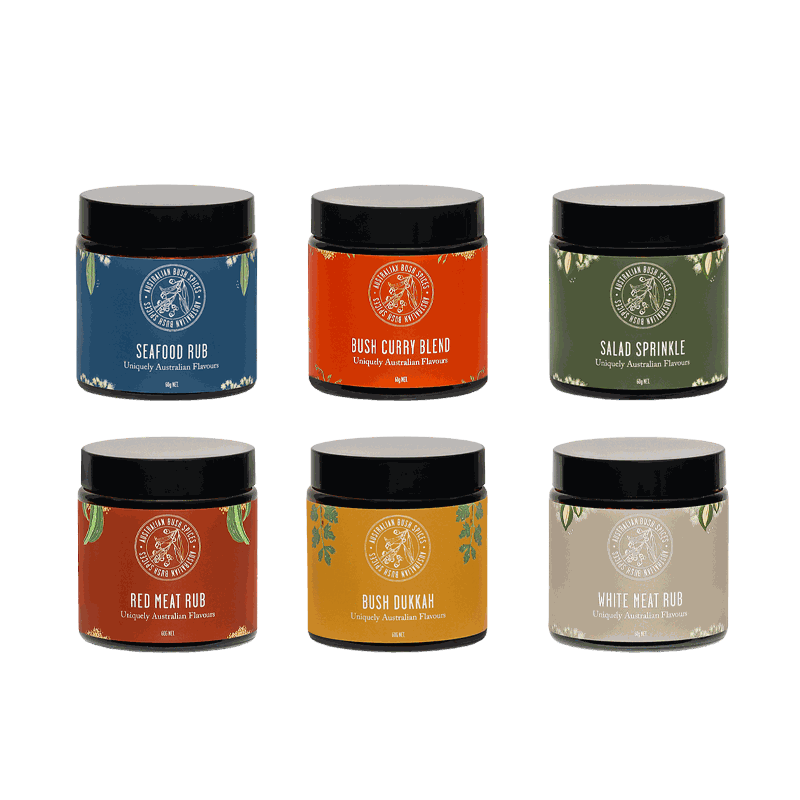 6 Spice Blends Bundle gift set with authentic Australian flavors in recyclable box