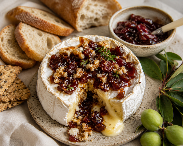 Kakadu Plum Relish and Walnut Stuffed Baked Brie
