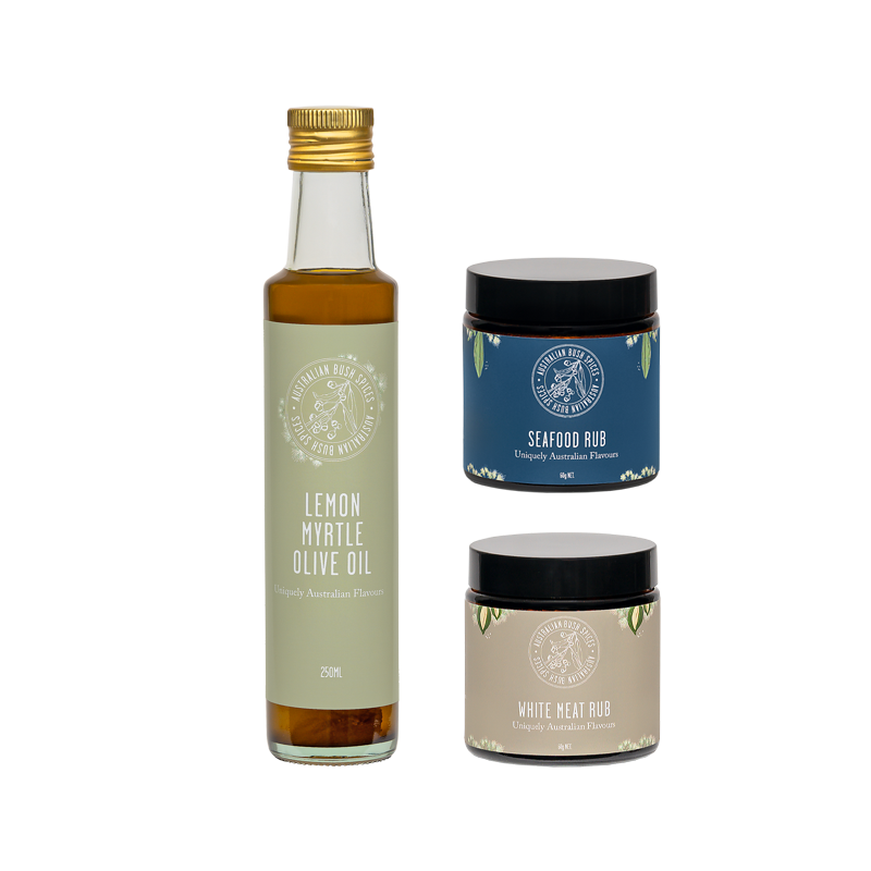 Olive Oil & Spice Blends Bundle featuring Lemon Myrtle Olive Oil and gourmet spice blends