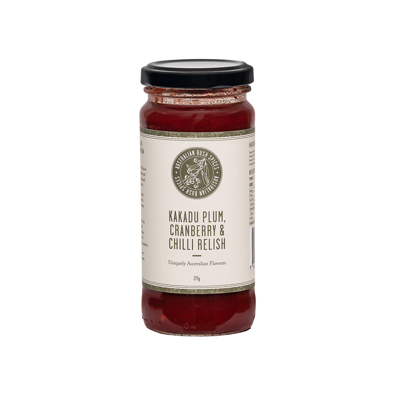 Kakadu Plum, Cranberry & Chilli Relish with chili flakes